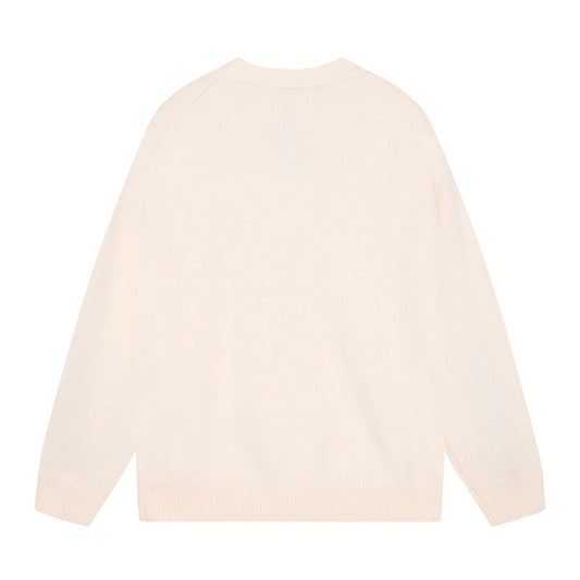 AMIRI Cotton V-Neck Bones Cardigan Sweater Apricot