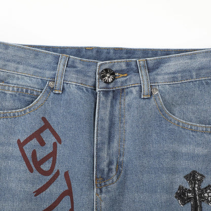 Chrome Hearts American street art cross with straight shaft Pants W1